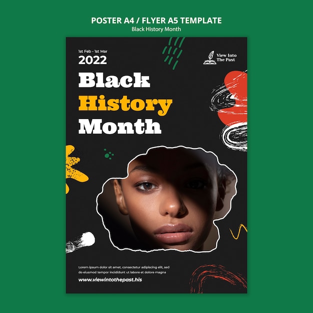 PSD gratuito plantilla de póster para la celebración del mes de la historia negra