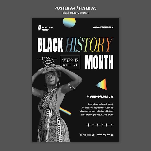 PSD gratuito plantilla de póster de celebración del mes de la historia negra