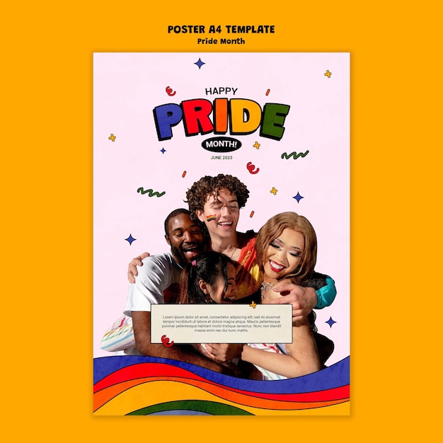 PSD gratuito plantilla de póster de celebración del mes del orgullo