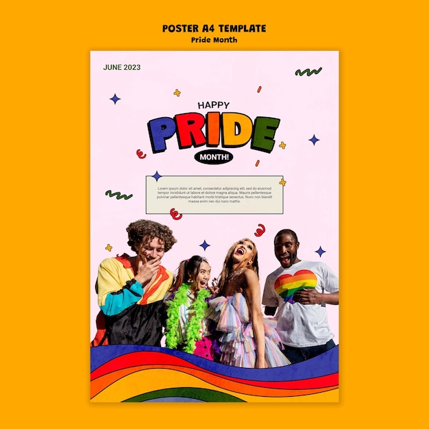 PSD gratuito plantilla de póster de celebración del mes del orgullo