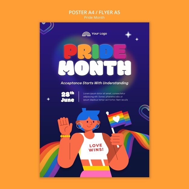 Plantilla de póster de celebración del mes del orgullo