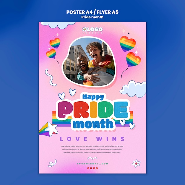 Plantilla de póster de celebración del mes del orgullo