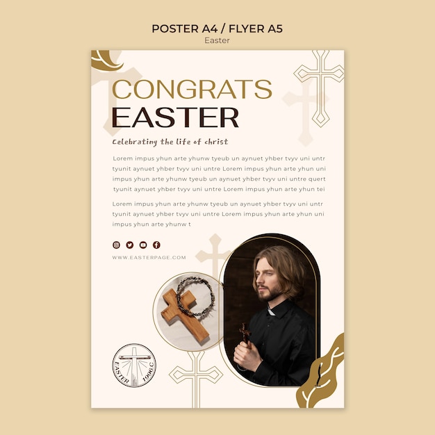 PSD gratuito plantilla de póster de celebración de pascua