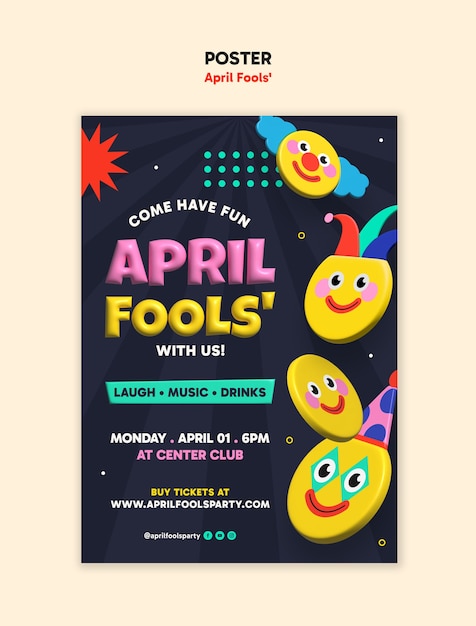plantilla de póster para la celebración del primer de abril