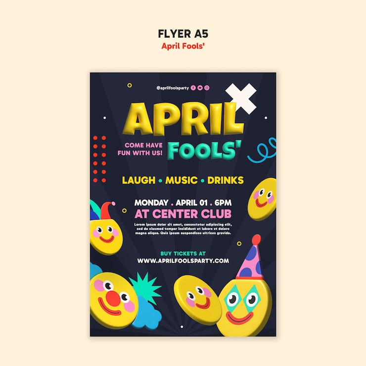 PSD gratuito plantilla de póster para la celebración del primer de abril