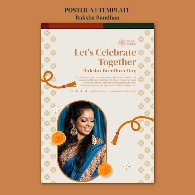 PSD gratuito plantilla de póster de celebración de raksha bandhan