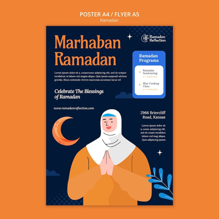 PSD gratuito plantilla de póster de celebración del ramadán