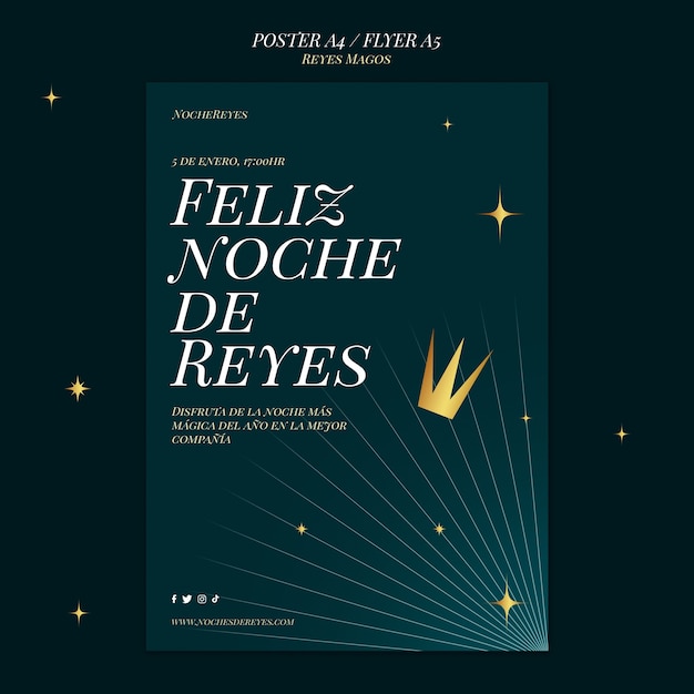 PSD gratuito plantilla de póster de celebración de los reyes magos