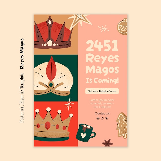 PSD gratuito plantilla de póster de la celebración de reyes magos