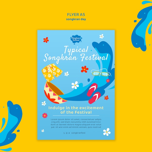 PSD gratuito plantilla de póster de la celebración de songkran