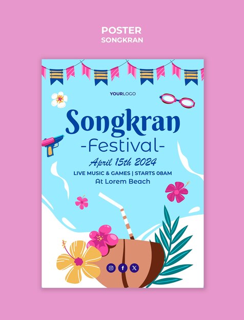 plantilla de póster de la celebración de Songkran