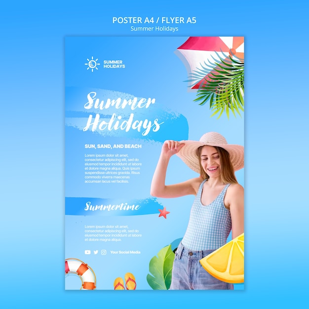 PSD gratuito plantilla de póster de celebración de verano