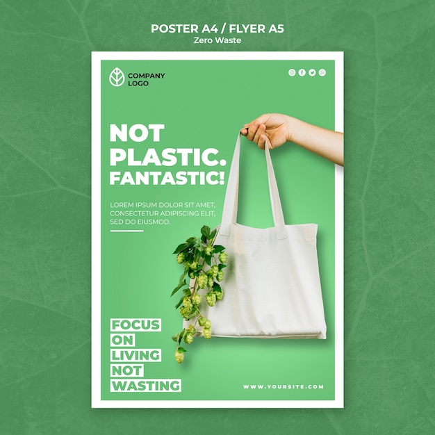 PSD gratuito plantilla de póster para cero residuos