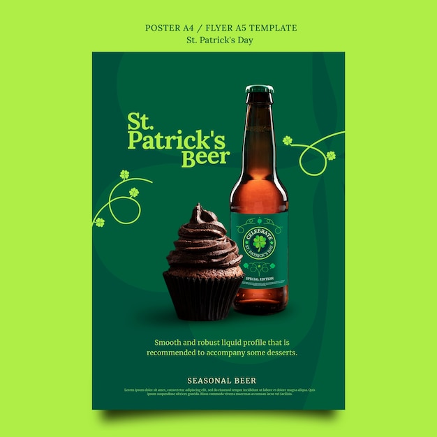 PSD gratuito plantilla de póster de cerveza del día de san patricio