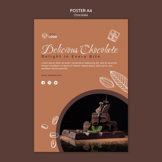 PSD gratuito plantilla de póster de chocolate premium