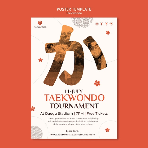 PSD gratuito plantilla de póster de clase de taekwondo