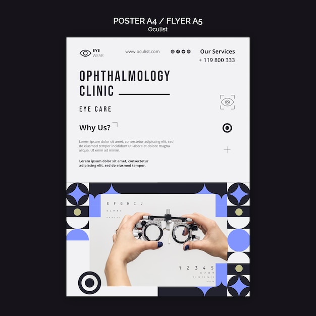 PSD gratuito plantilla de póster de clínica de oftalmología