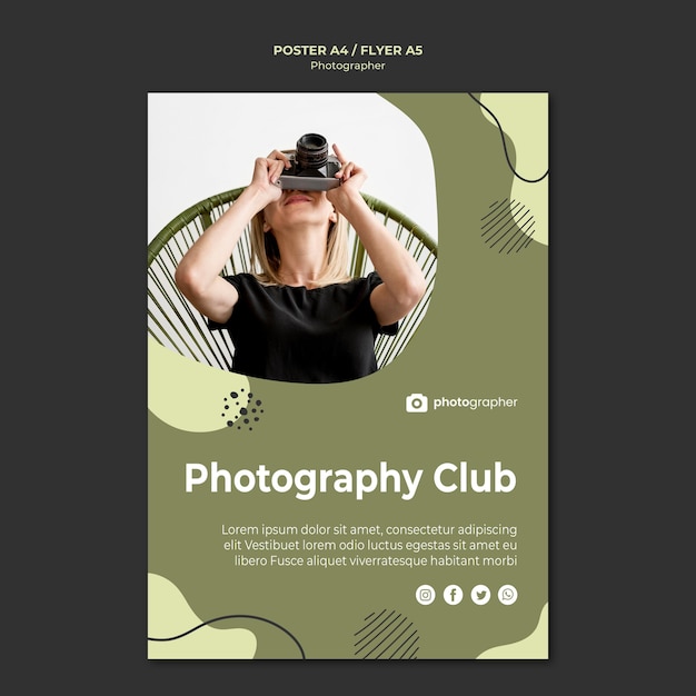 PSD gratuito plantilla de póster de club de fotografía