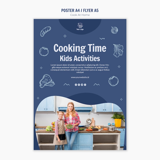 Plantilla de póster de cocina en casa