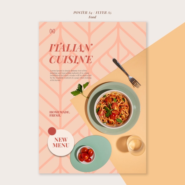 Plantilla de póster de cocina italiana