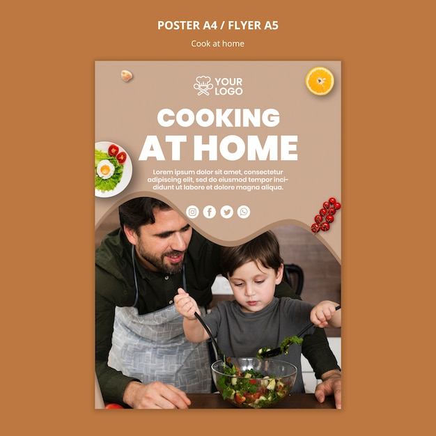 PSD gratuito plantilla de póster con cocina