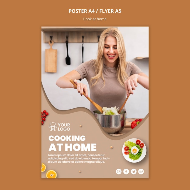 PSD gratuito plantilla de póster con cocina