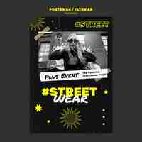 PSD gratuito plantilla de póster de colección de streetwear de diseño plano