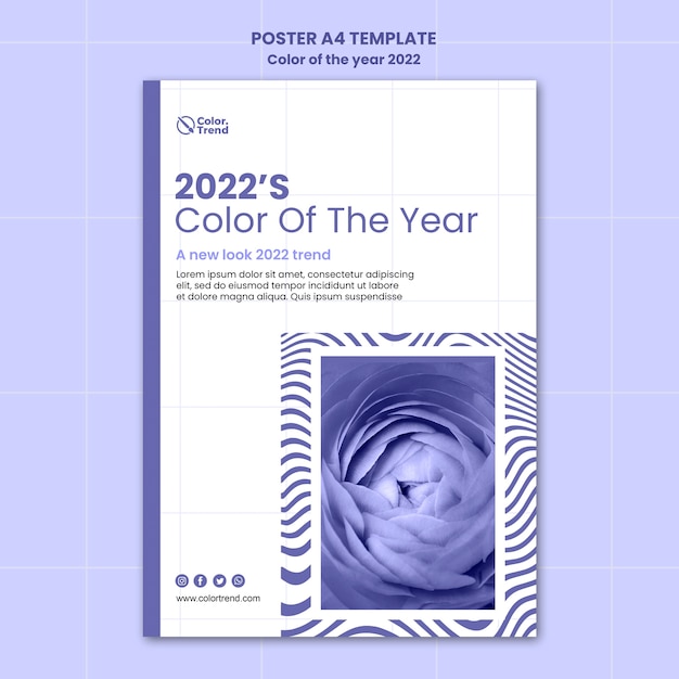 PSD gratuito plantilla de póster del color del año 2022