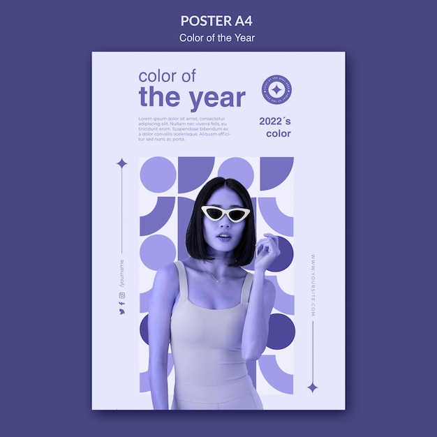 PSD gratuito plantilla de póster del color del año 2022