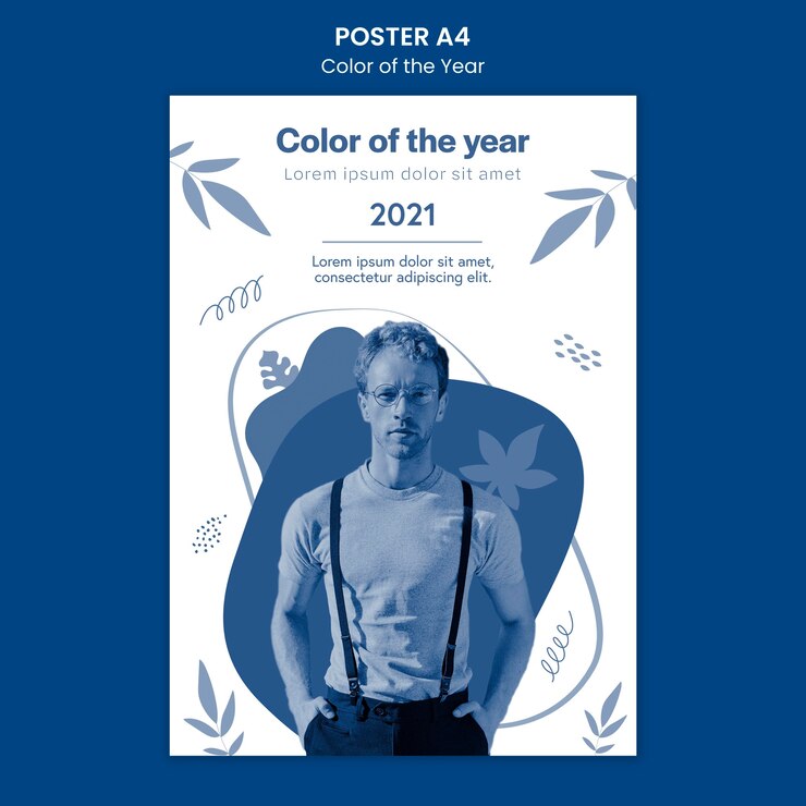 PSD gratuito plantilla de póster del color del año con foto