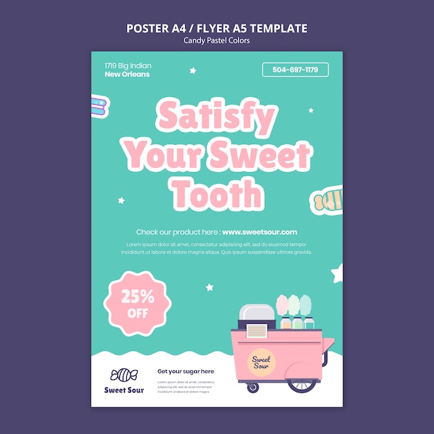 PSD gratuito plantilla de póster de colores pastel de caramelo