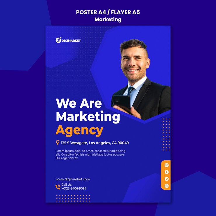 PSD gratuito plantilla de póster comercial de marketing
