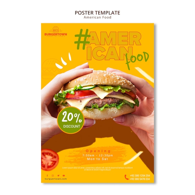 Plantilla de póster de comida americana