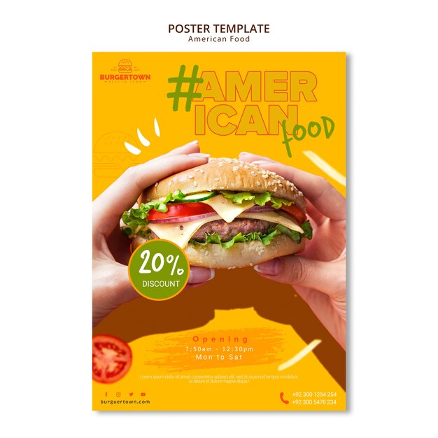 Plantilla de póster de comida americana