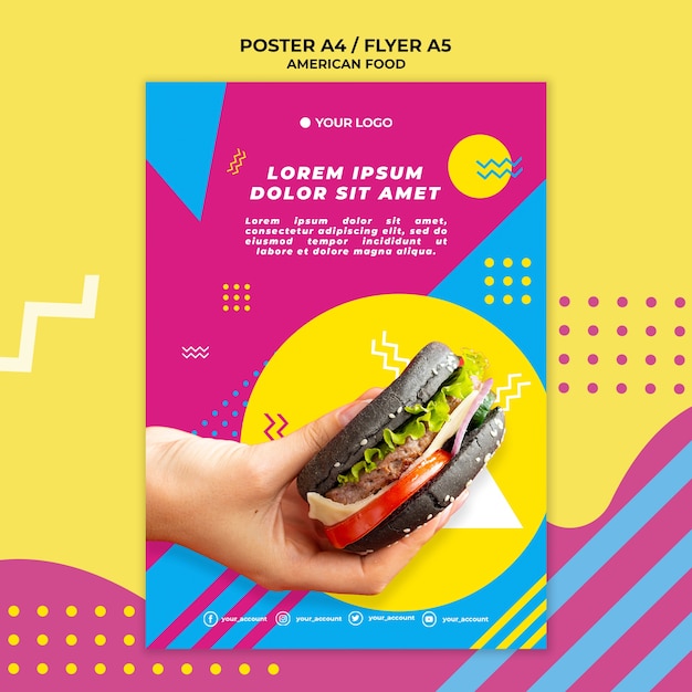 PSD gratuito plantilla de póster de comida americana