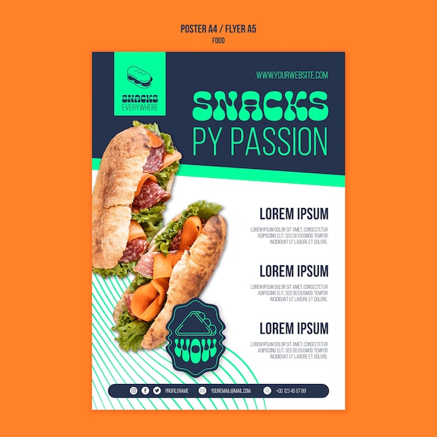 Plantilla de póster de comida deliciosa de líneas dinámicas