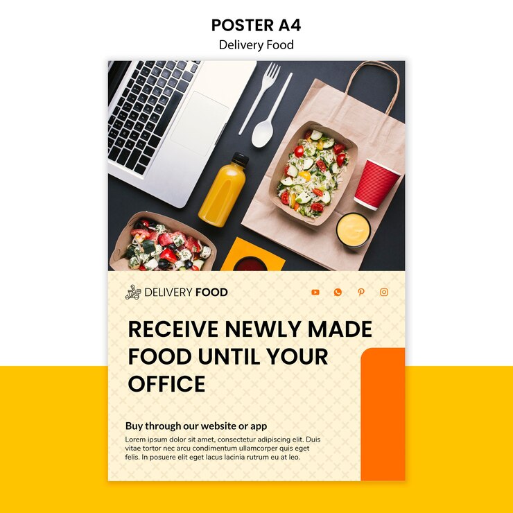 PSD gratuito plantilla de póster de comida a domicilio