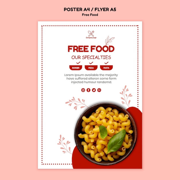 PSD gratuito plantilla de póster de comida gratis