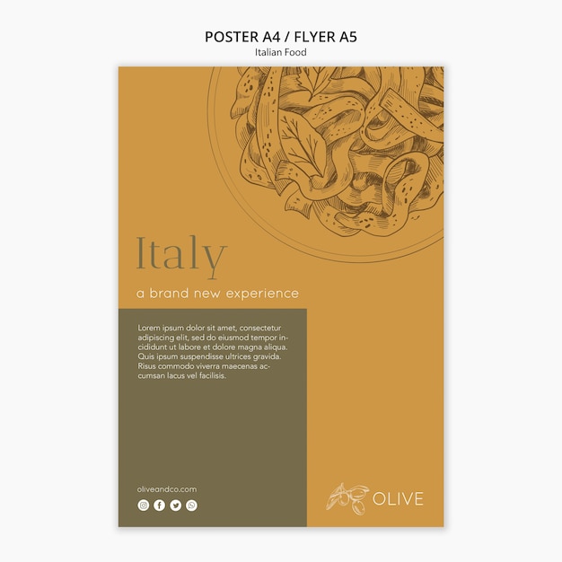 PSD gratuito plantilla de póster de comida italiana