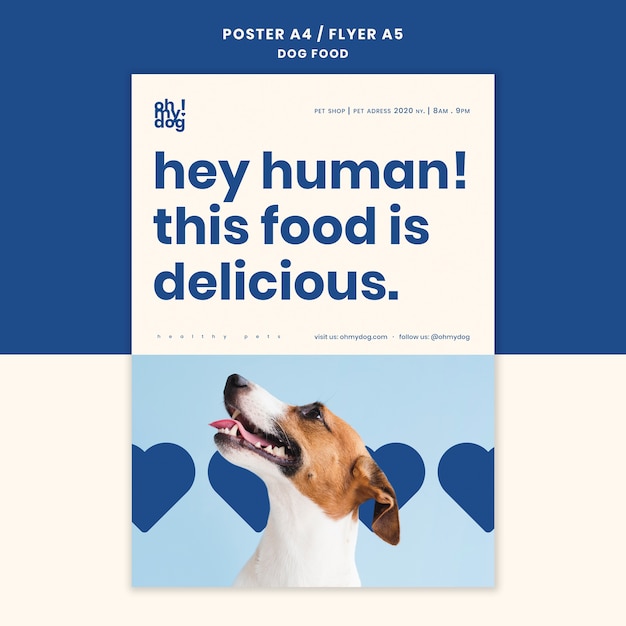 PSD gratuito plantilla para póster con comida para perros