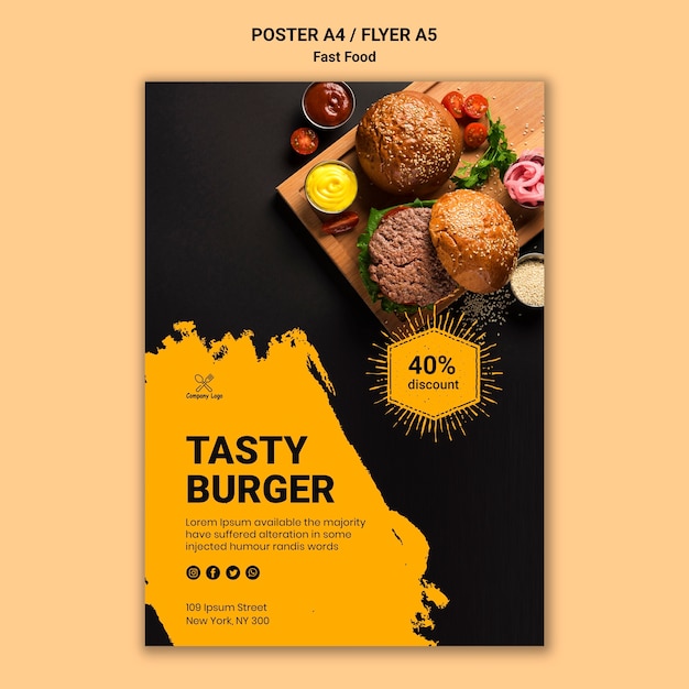 PSD gratuito plantilla de póster de comida rápida