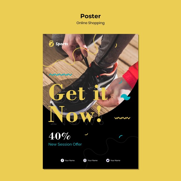 Plantilla de póster de compras en línea