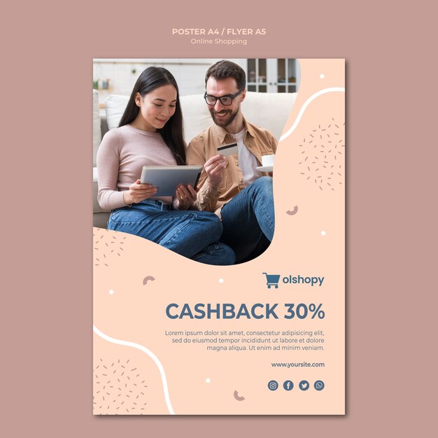 Plantilla de póster de compras en línea
