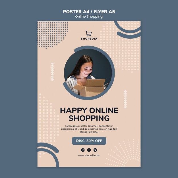 Plantilla de póster con compras en línea