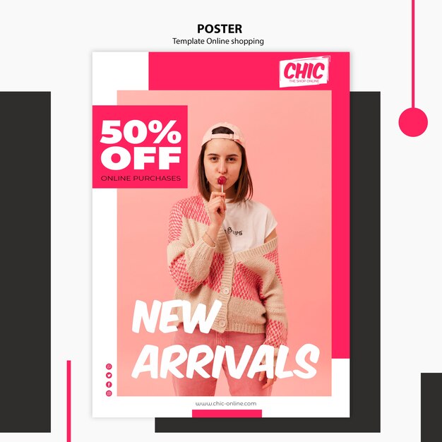 Plantilla de póster de compras en línea