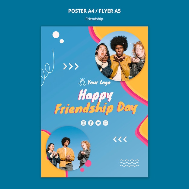 PSD gratuito plantilla de póster de concepto de amistad