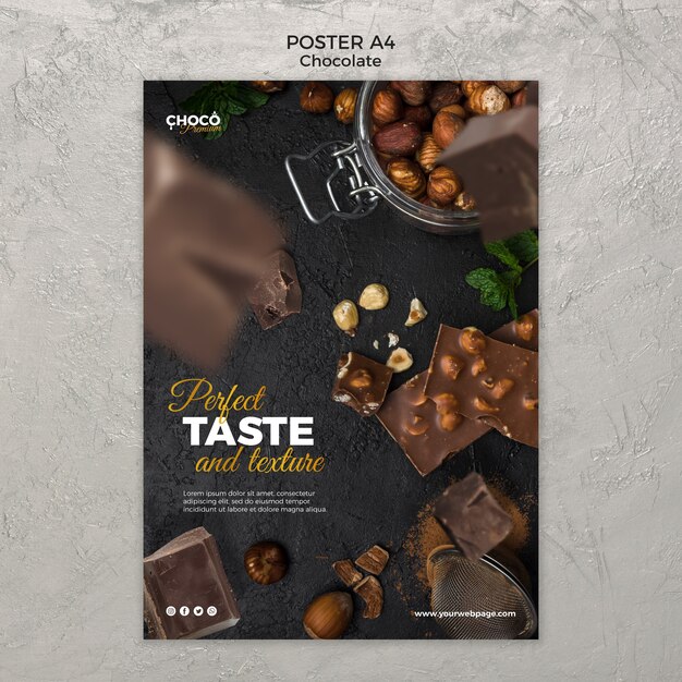 Plantilla de póster de concepto de chocolate