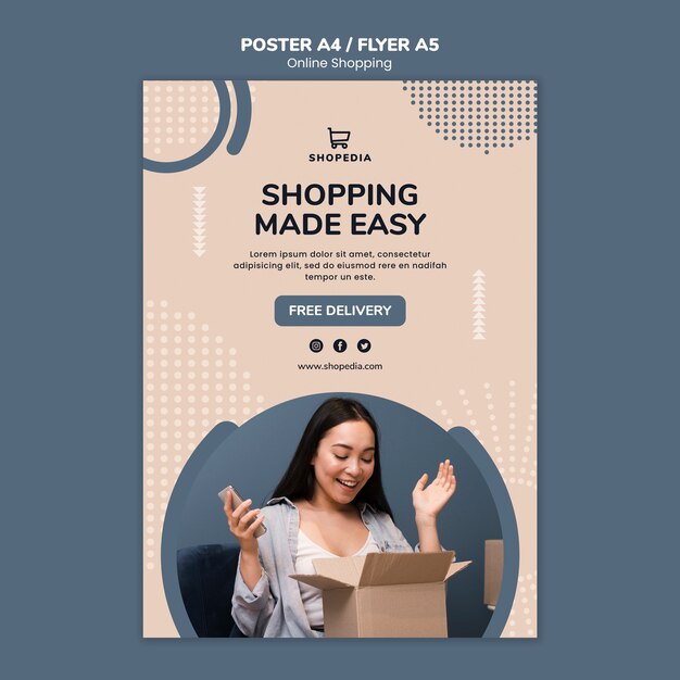 Plantilla de póster con concepto de compra en línea