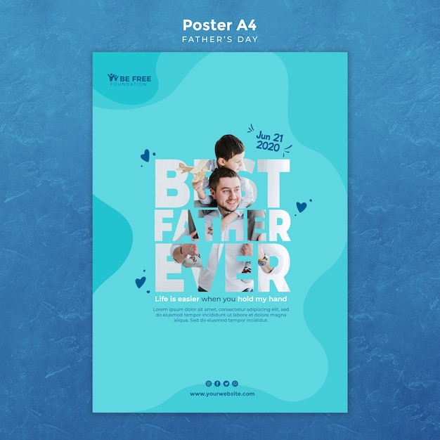 PSD gratuito plantilla de póster con concepto del día del padre
