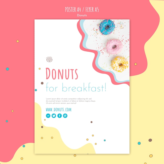 PSD gratuito plantilla de póster de concepto de donut